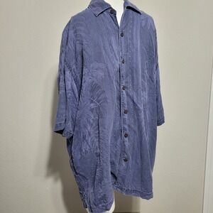 Tommy Bahama Play XL button front shirt top silk texture soft men leaf flower